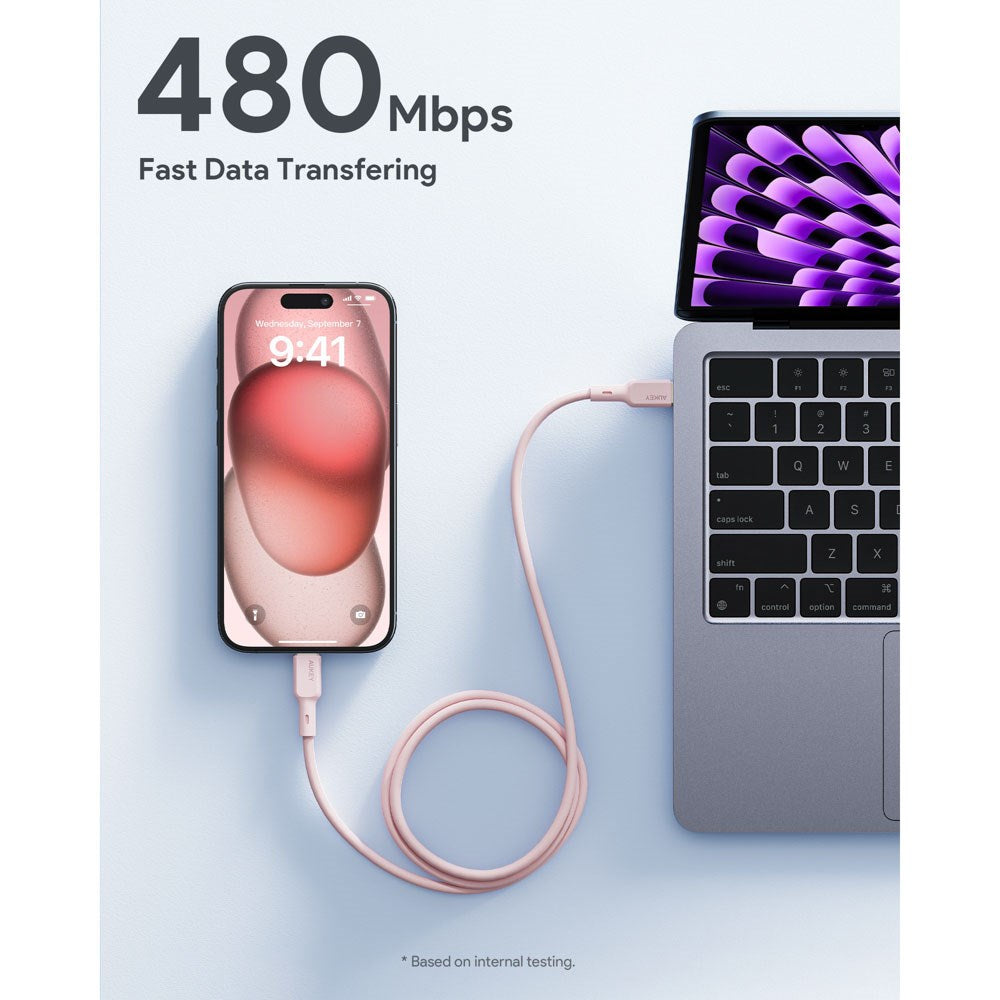 Aukey CB-SCC101 100W USB-C to USB-C Cable - 1m - Pink