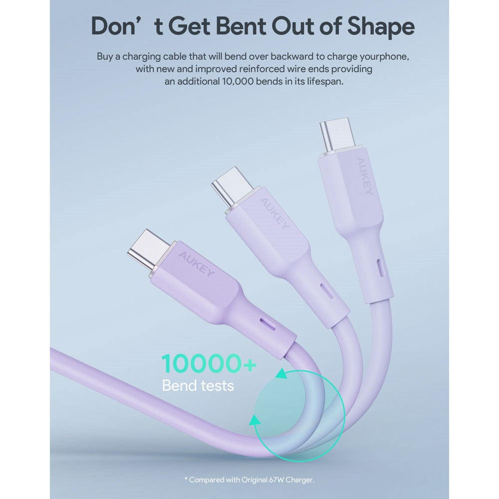 Aukey CB-SCC101 100W USB-C to USB-C Cable - 1m - Purple