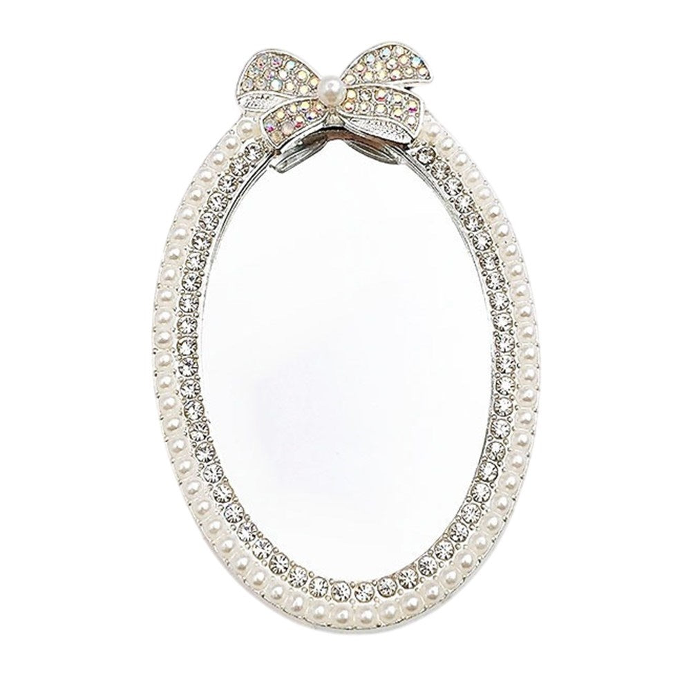 Mirror Sticker w. Stones & Pearls - Silver