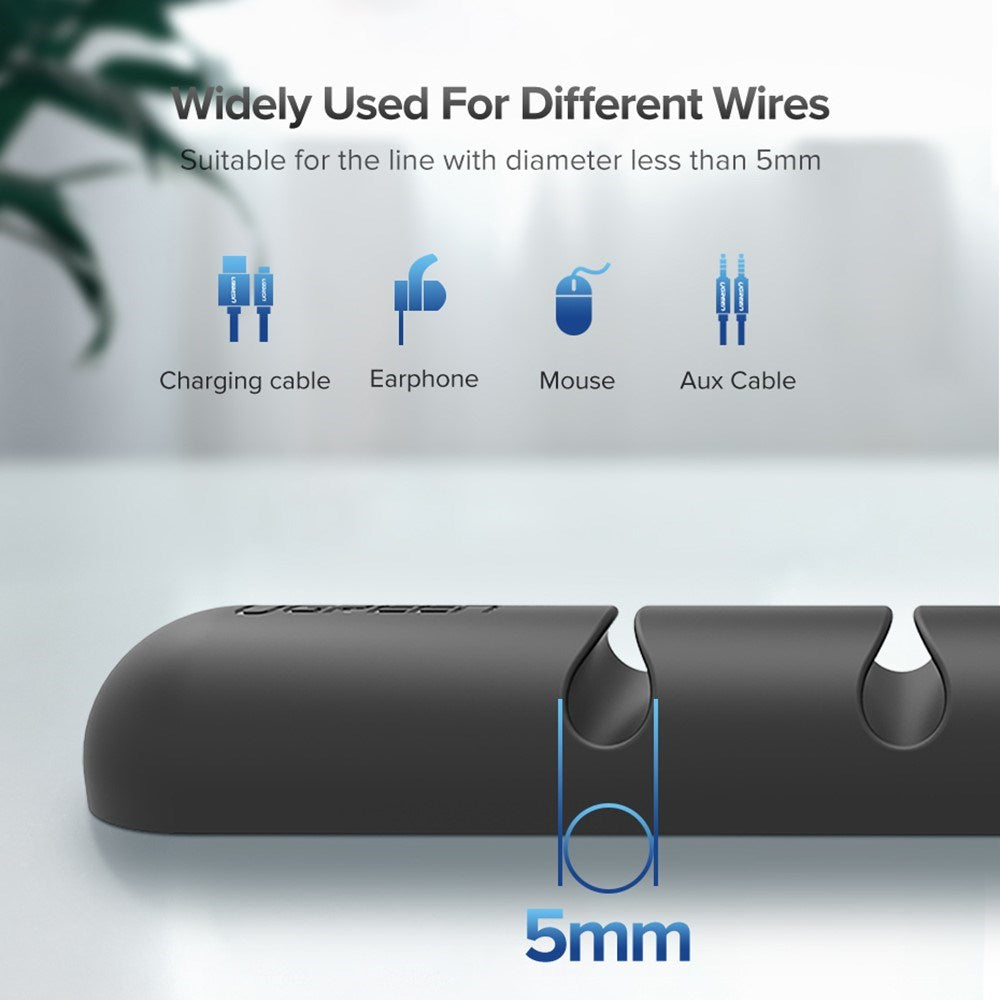 Flexible & Self-Adhesive Cable Holder with 7 Slots - Black