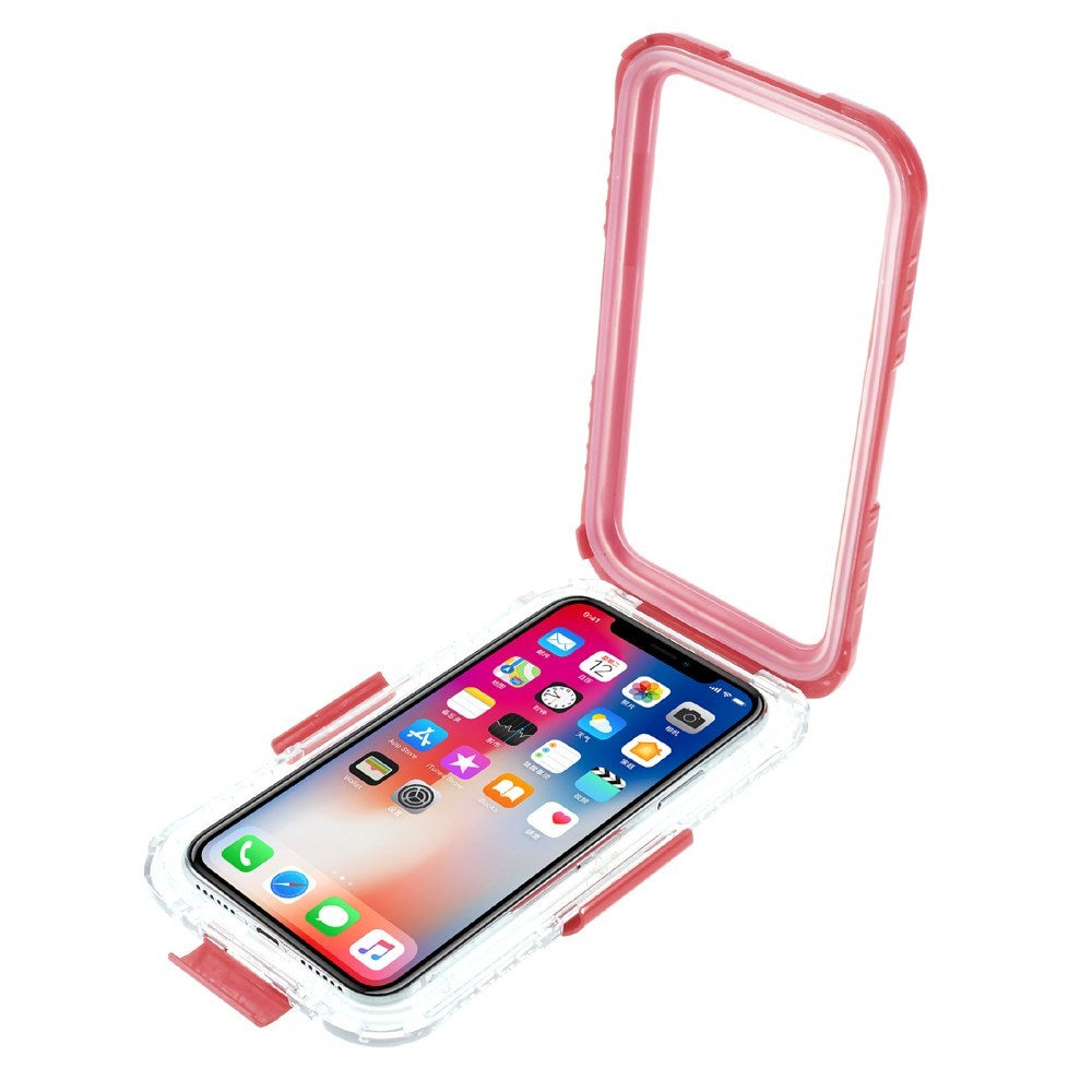 iPhone X / XS IP68 Waterproof Case - Transparent / Red