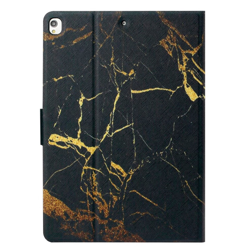 iPad 10.2" (2021 / 2020 / 2019) Leather Case w. Stand & Card Holder - Black Marble