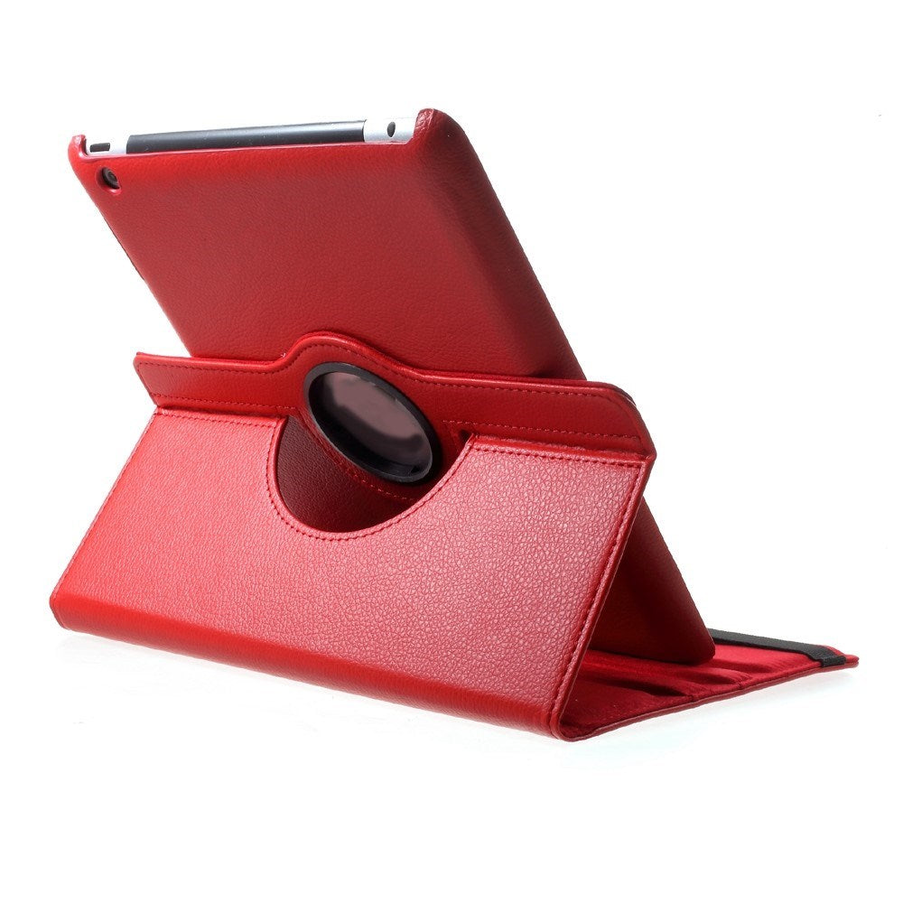 EIDERWOOD iPad 4 / 3 / 2 Faux Leather Flip Case with Elastic Band & Rotatable Function - Red