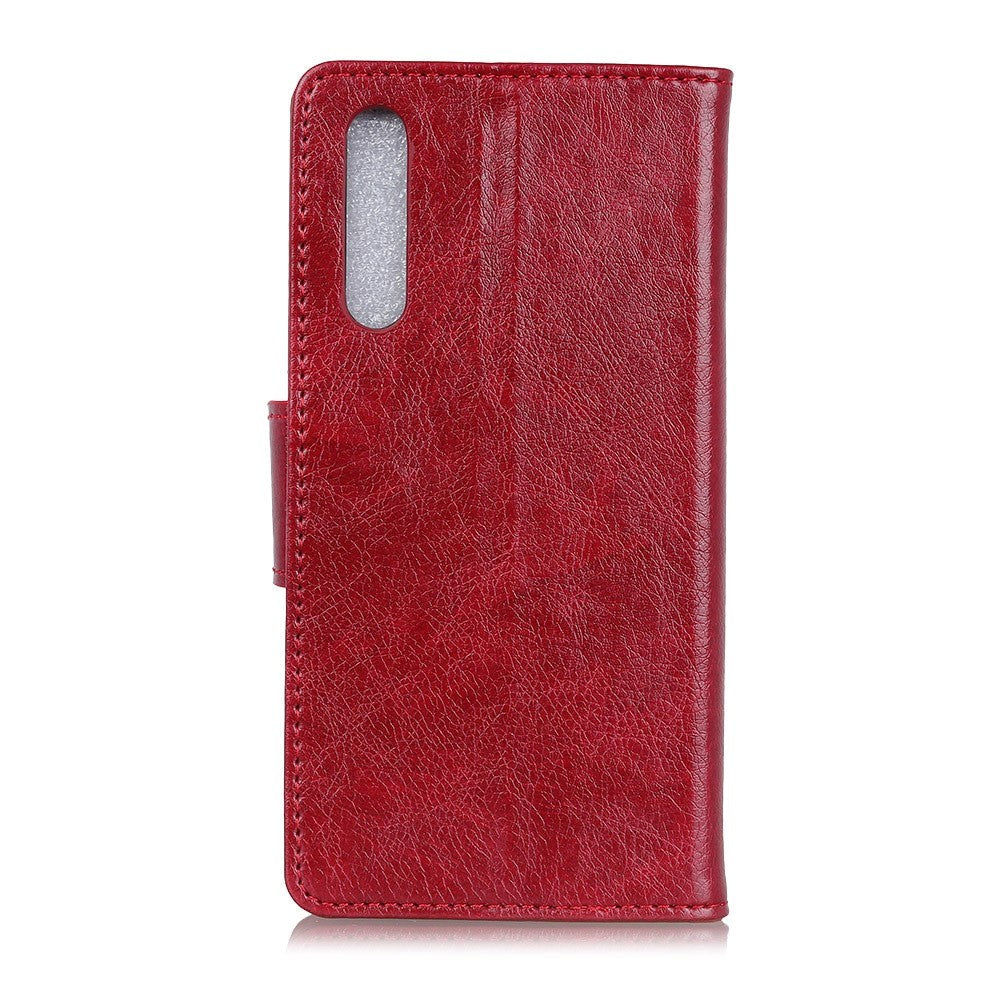 Samsung Galaxy A70 Raw Leather Wallet Case - Red