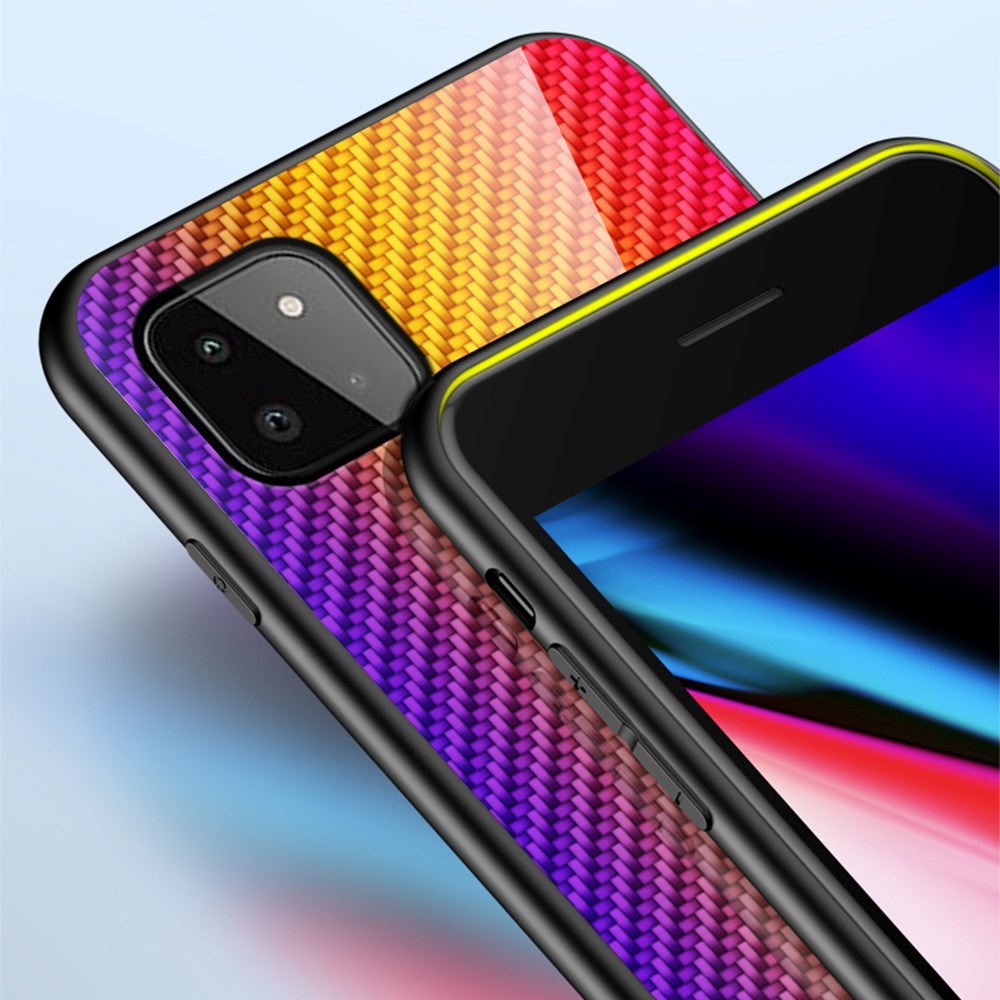 Samsung Galaxy A22 (5G) Case w. Glass back - Tricolour Carbon
