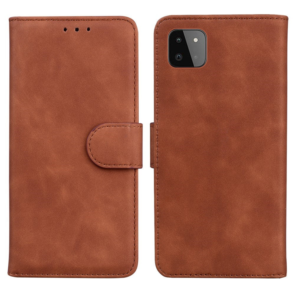 EIDERWOOD Samsung Galaxy A22 (5G) Faux Leather Flip Case with Cardholder & Stand Function - Brown