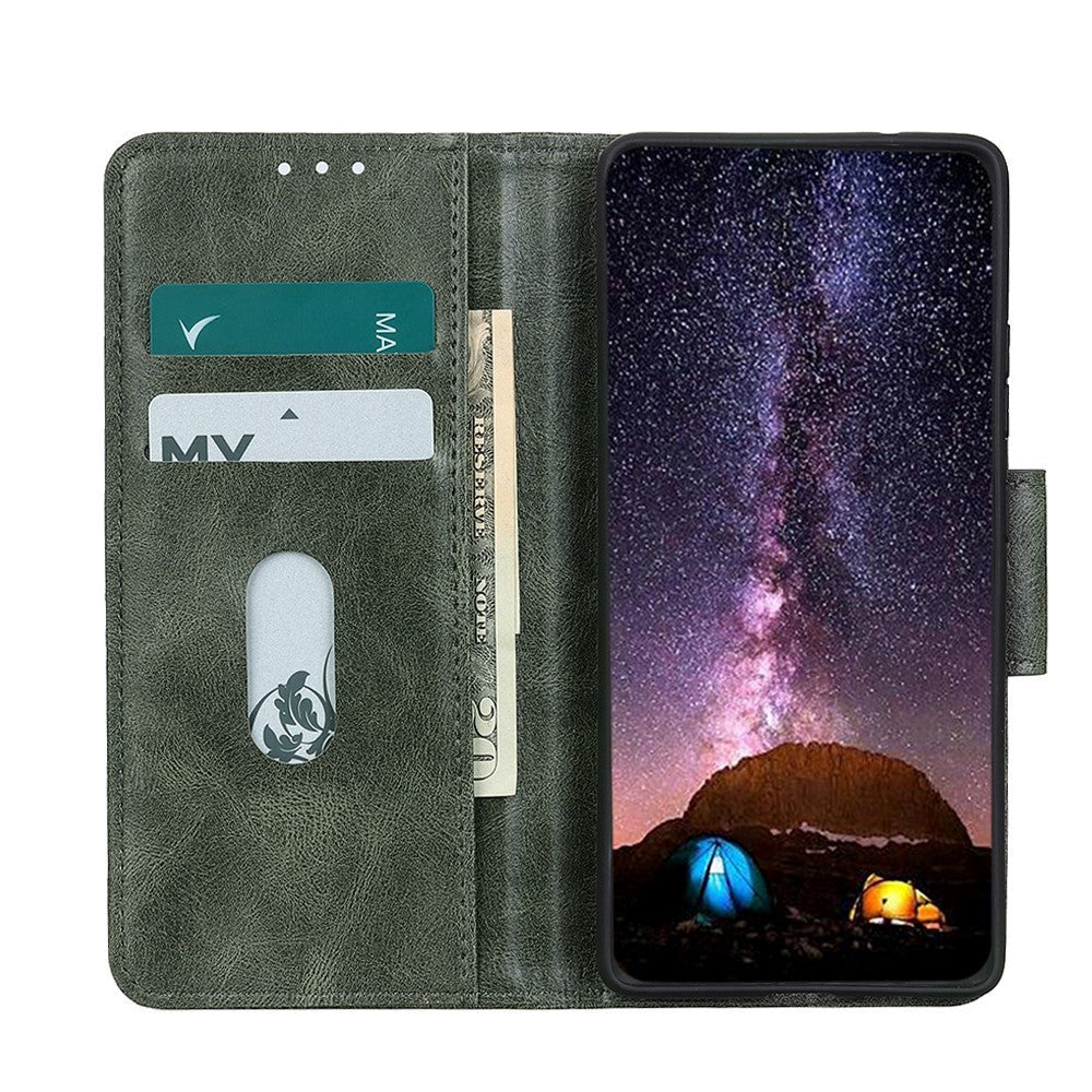 Samsung Galaxy S22 Vintage Texture Leather Wallet Case - Green