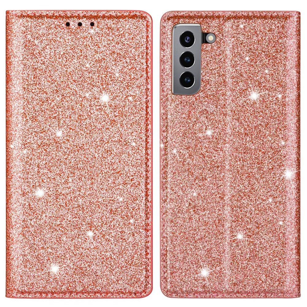 EIDERWOOD Samsung Galaxy S22+ (Plus) Faux Leather Case with Wallet & Stand Function - Glitter - Rose Gold