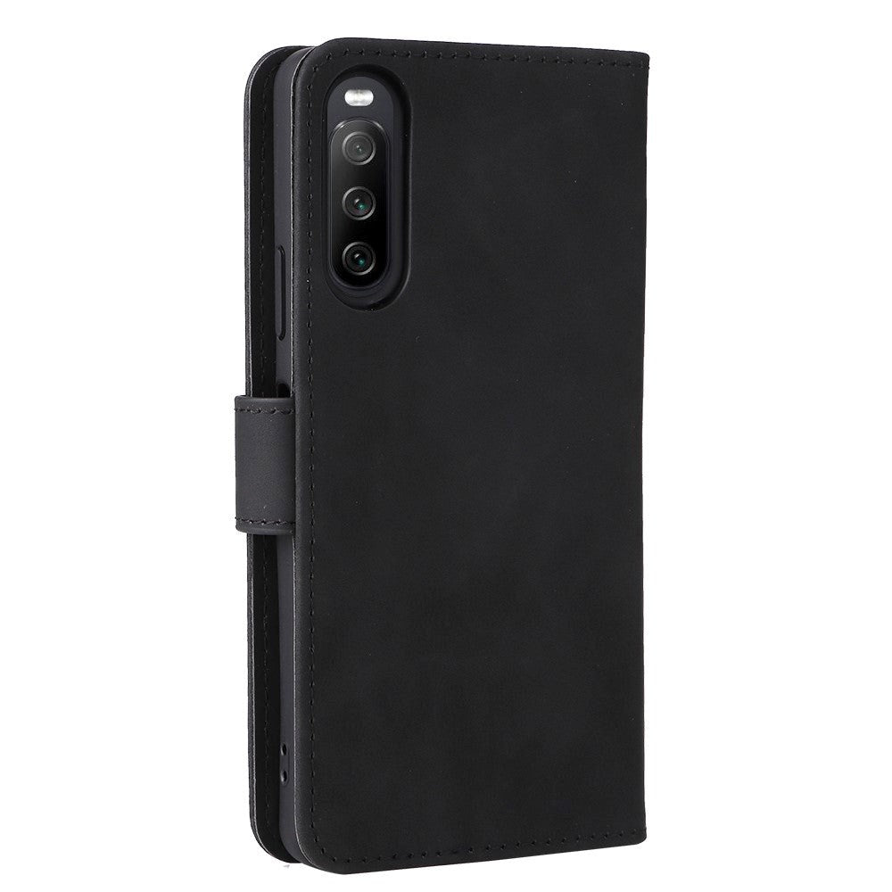 Sony Xperia 10 IV Soft Artificial Leather Wallet Case - Black