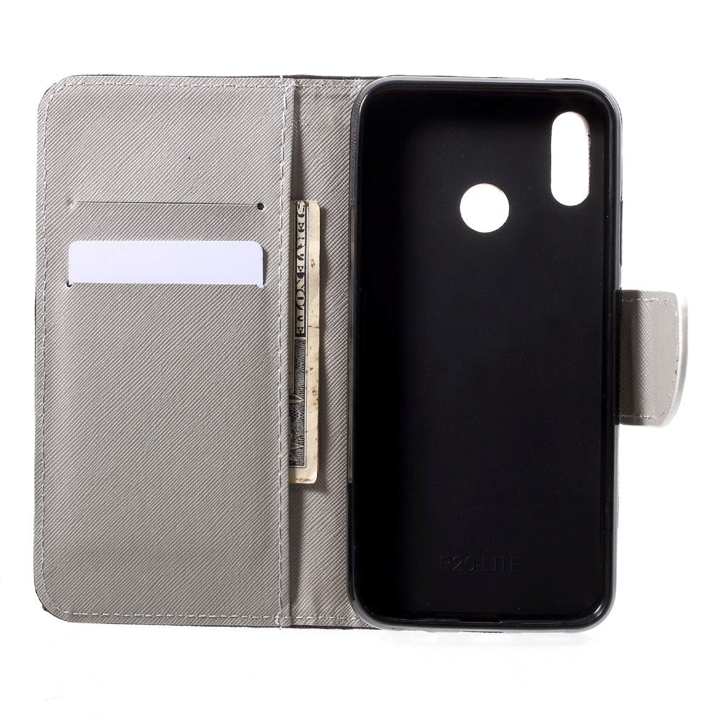 Huawei P20 Lite Leather Wallet Case & Print - Green Tree