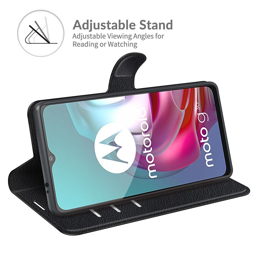 EIDERWOOD Motorola Moto G10 / G20 / G30 Faux Leather Flip Case with Cardholder & Stand Function - Black