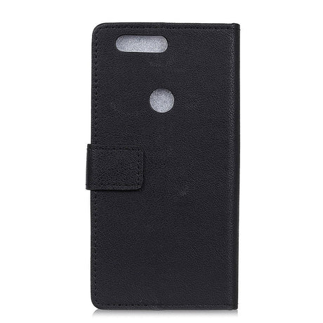 Alcatel 1S (2019) Leather Stand Wallet Case - Black