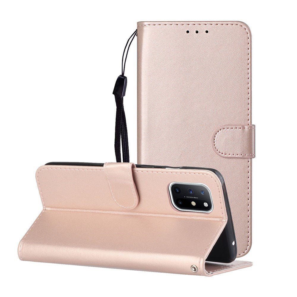 EIDERWOOD OnePlus 8T Faux Leather Case with Strap & Card Holder - Rose Gold