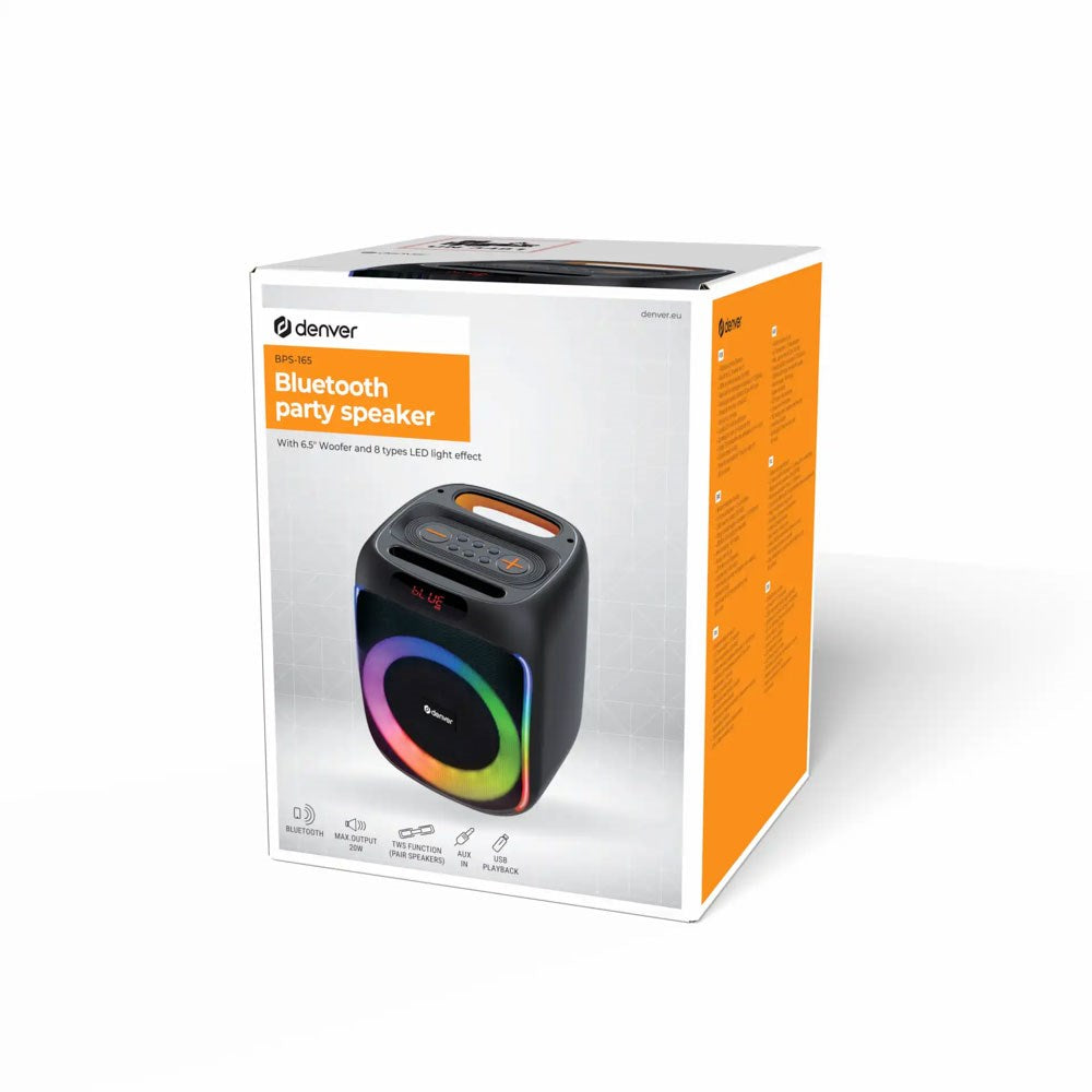 Denver BPS-165 Bluetooth Speaker with Built-in Light - Black