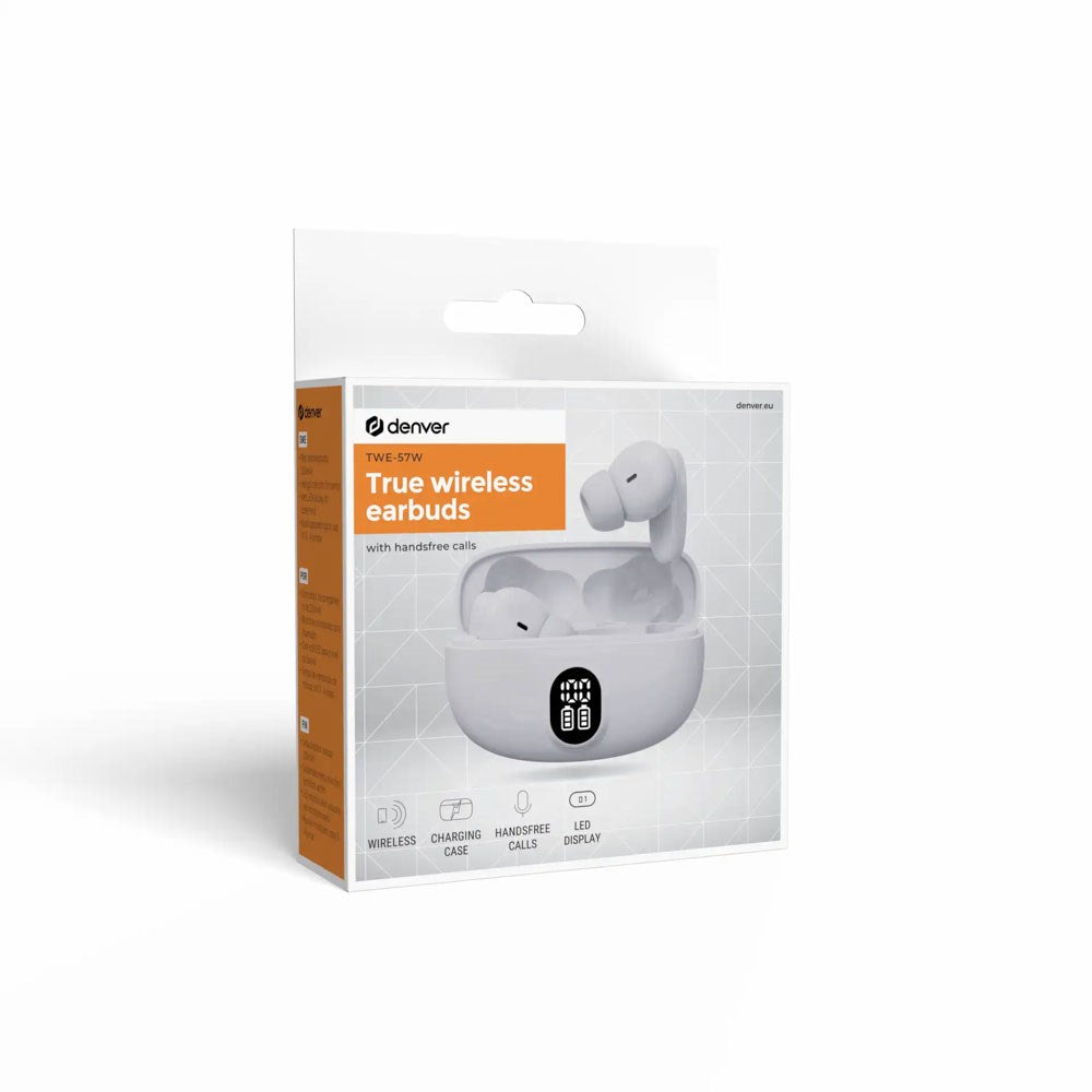 Denver TWE-57W True Wireless Bluetooth In-Ear Headphones - White
