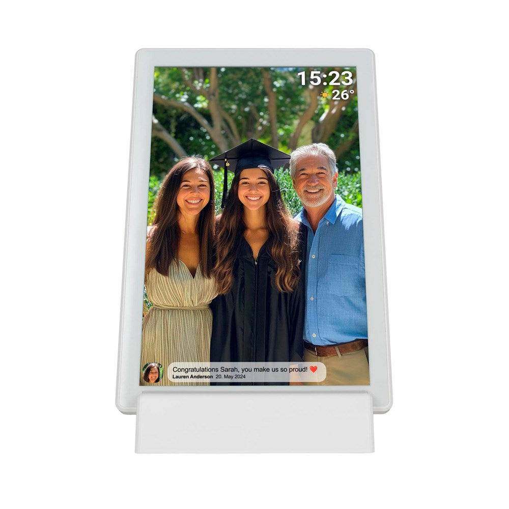 Denver Digital WiFi Photo Frame with Rechargeable Battery - Frameo Photo Software - White