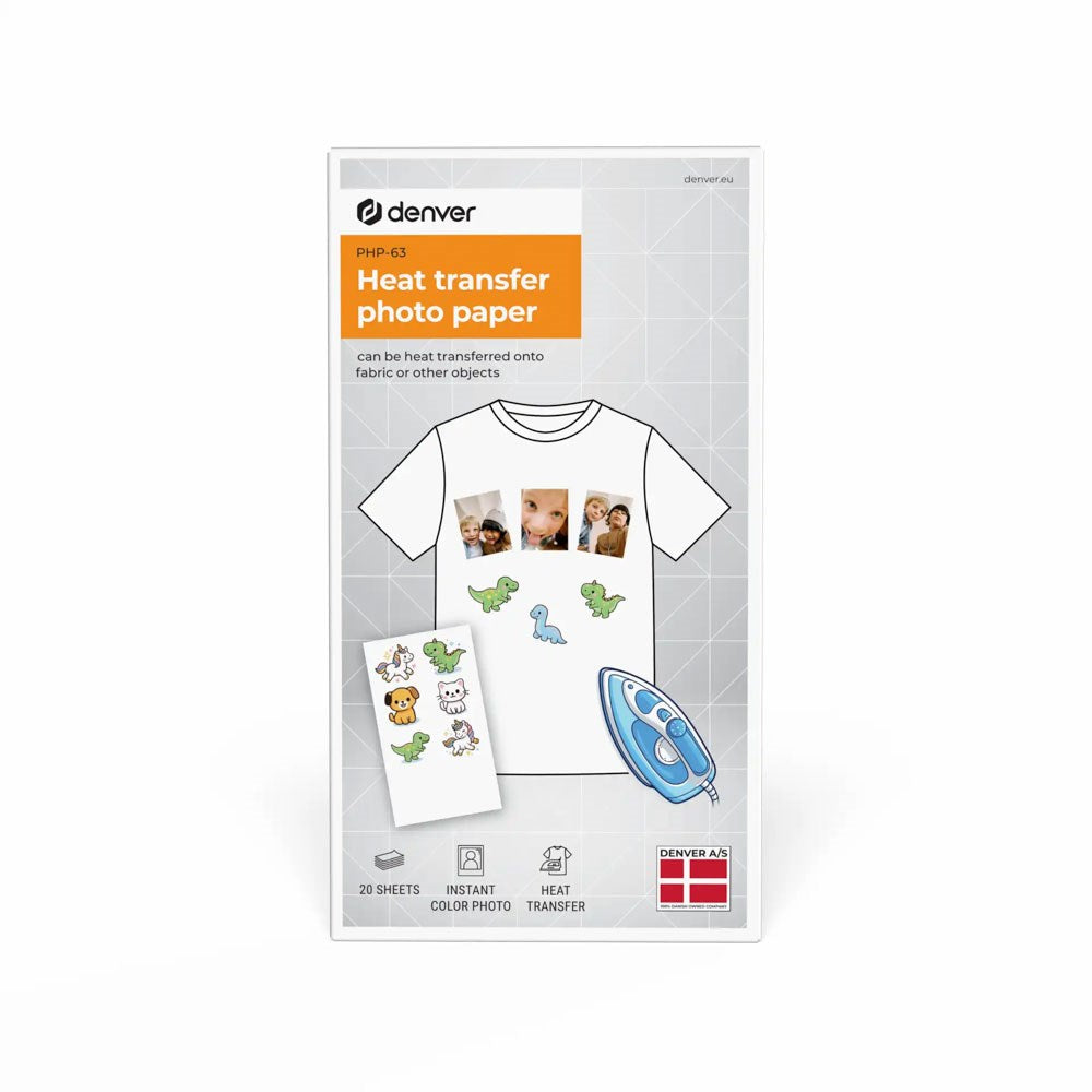 Denver PHP-63 Heat Transfer Photo Paper for MCP-6010 Bluetooth Printer - 20 pcs - White