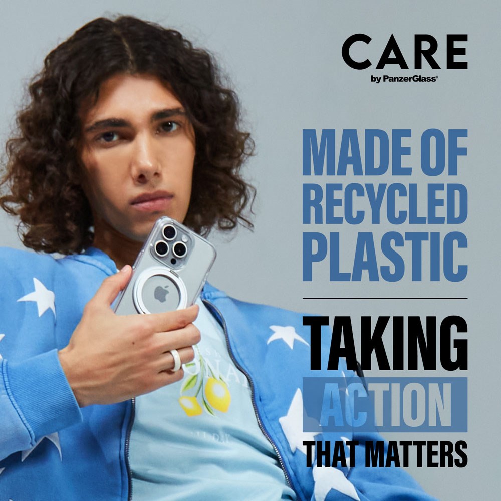 CARE by PanzerGlass iPhone 16 Pro Feature Kickstand Case - MagSafe Compatible - Transparent / Silver