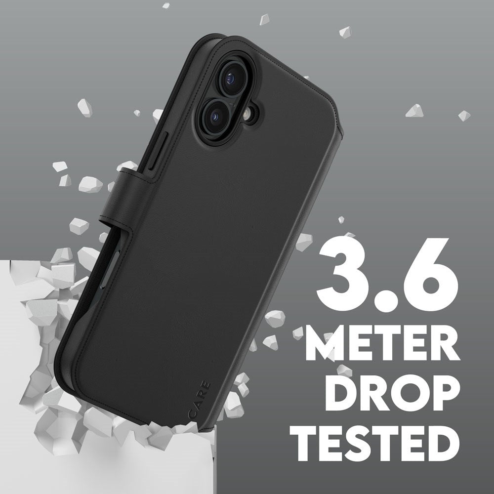 CARE by PanzerGlass iPhone 16 Plus Feature Tango 2-in-1 Flip Case with Wallet - Black