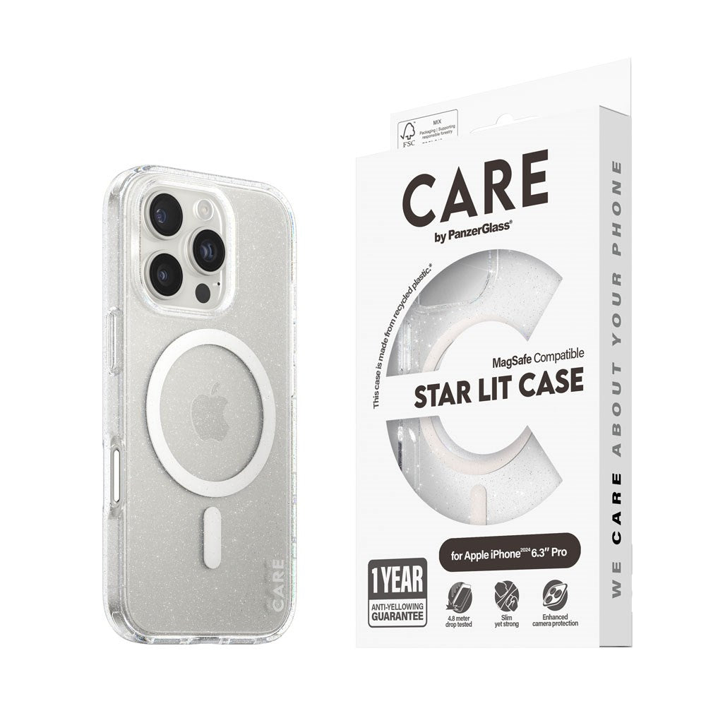 CARE by PanzerGlass iPhone 16 Pro FLAGSHIP Urban Combat Case - MagSafe Compatible - Star Lit / White