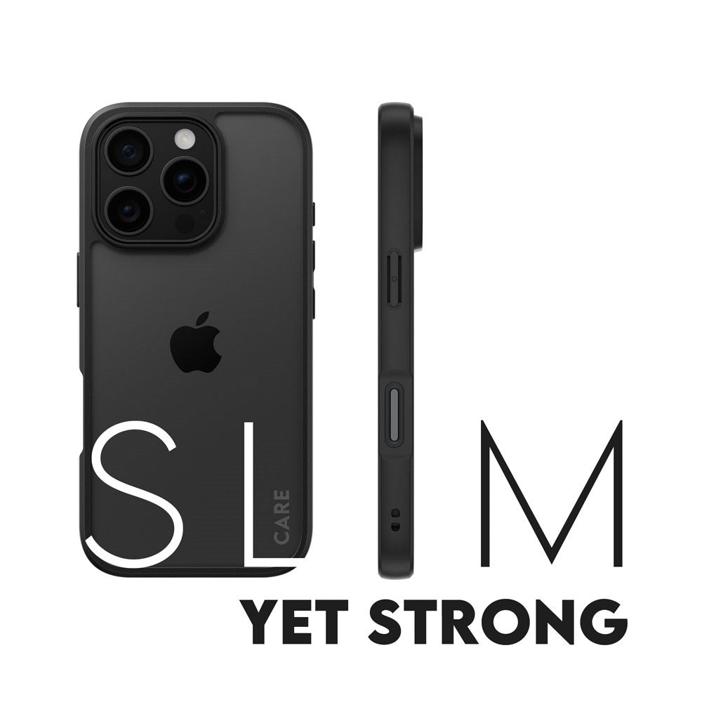 CARE by PanzerGlass iPhone 16 Pro FLAGSHIP Urban Combat Case - Transparent / Black Frame