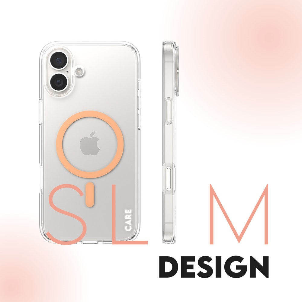 CARE by PanzerGlass iPhone 16 Plus FLAGSHIP Urban Combat Case - MagSafe Compatible - Transparent / Peach Fuzz