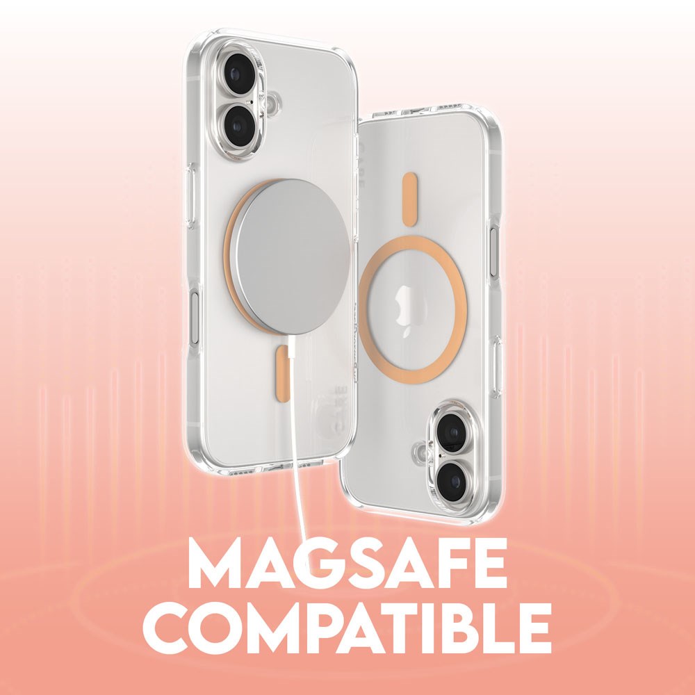 CARE by PanzerGlass iPhone 16 Plus FLAGSHIP Urban Combat Case - MagSafe Compatible - Transparent / Peach Fuzz