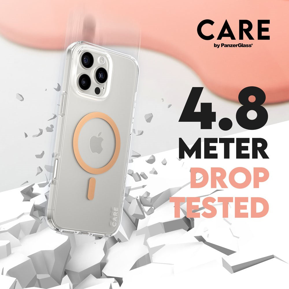 CARE by PanzerGlass iPhone 16 Pro Max FLAGSHIP Urban Combat Case - MagSafe Compatible - Transparent / Peach Fuzz