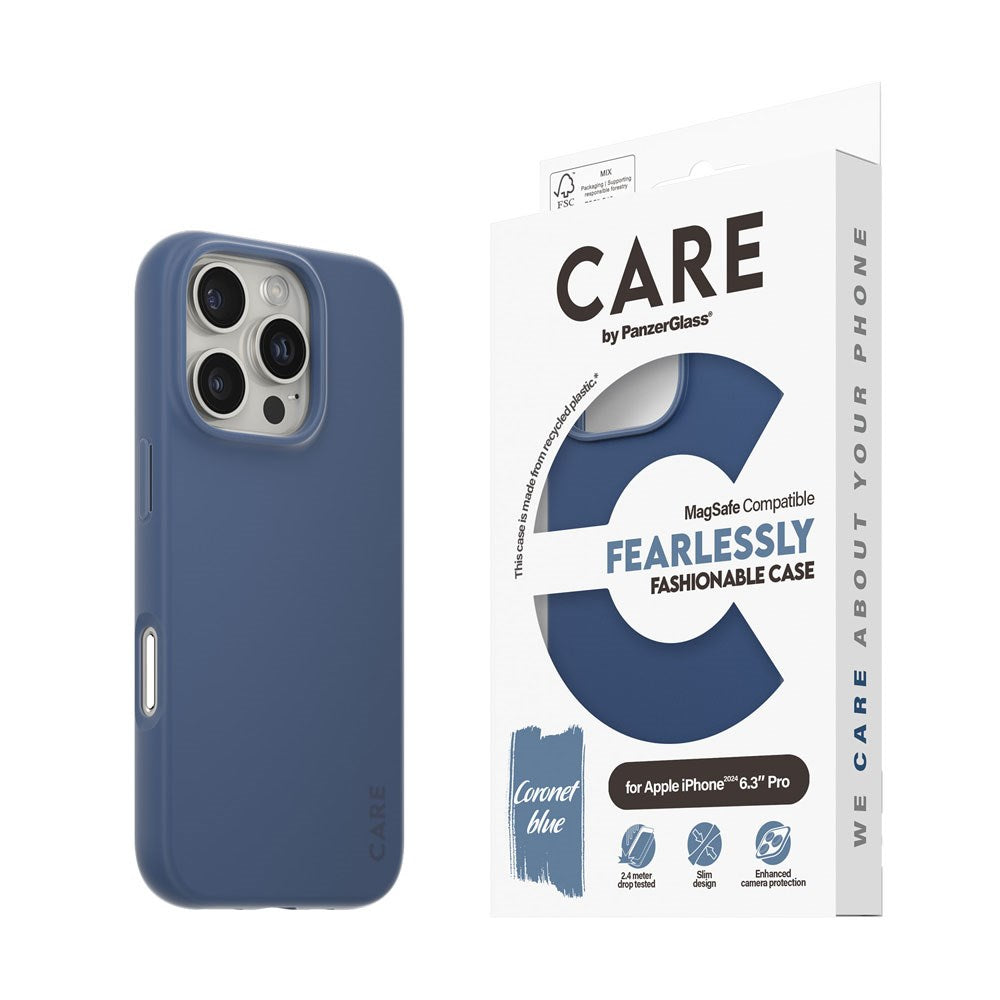CARE by PanzerGlass iPhone 16 Pro FASHION Fearlessly Fashionable Cover - MagSafe Kompatibel - Coronet Blue