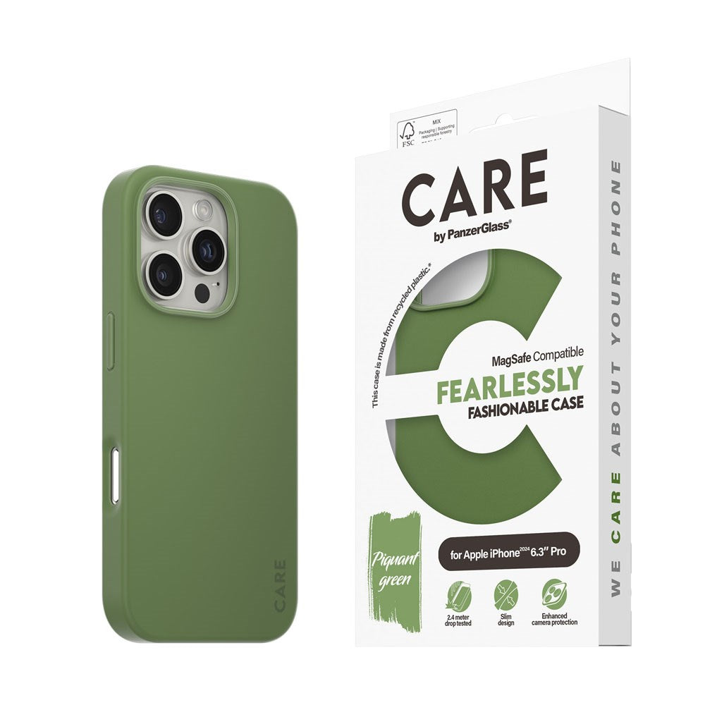 CARE by PanzerGlass iPhone 16 Pro FASHION Fearlessly Fashionable Cover - MagSafe Kompatibel - Piquant Green