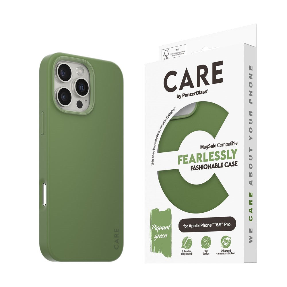 CARE by PanzerGlass iPhone 16 Pro Max FASHION Fearlessly Fashionable Case - MagSafe Kompatibel - Piquant Green