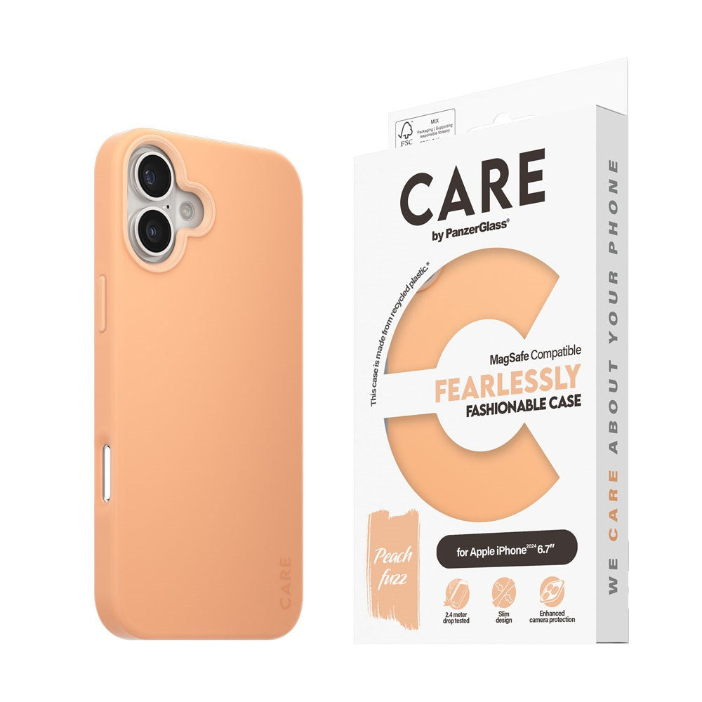 CARE by PanzerGlass iPhone 16 Plus FASHION Fearlessly Fashionable Case - MagSafe Kompatibel - Peach Fuzz