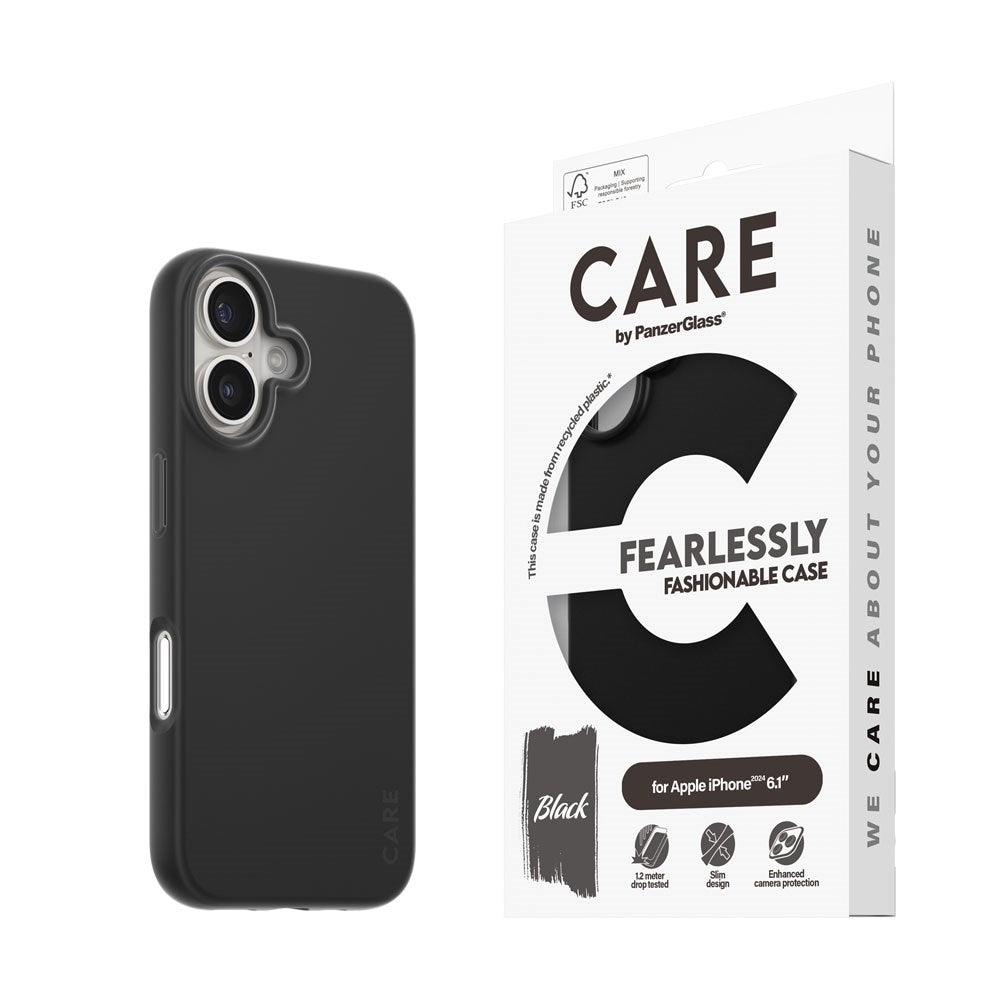 CARE by PanzerGlass iPhone 16 FASHION Fearlessly Fashionable Case - Black