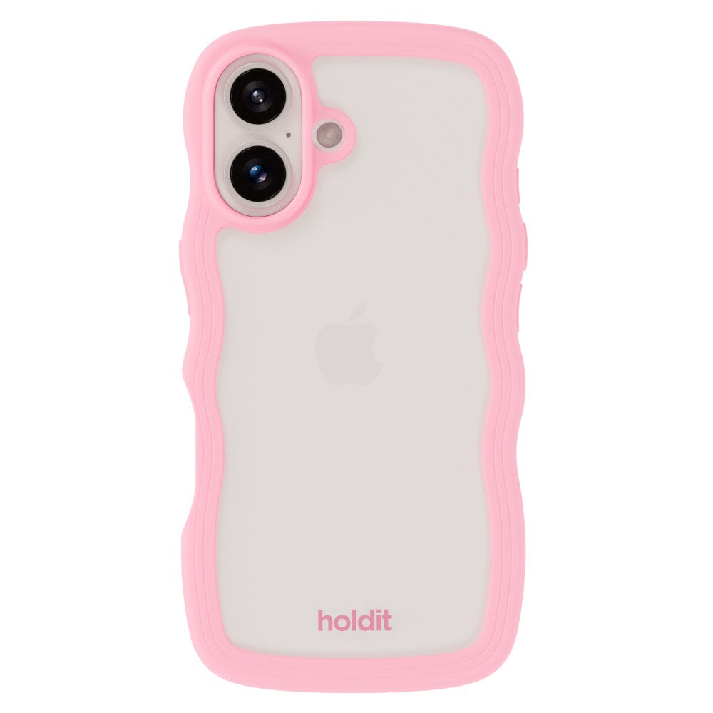 Holdit iPhone 16 Wavy Case - Pink / Transparent