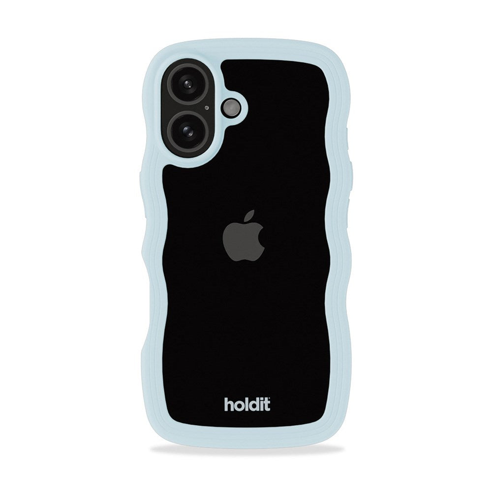 Holdit iPhone 16 Wavy Case - Mineral Blue / Transparent