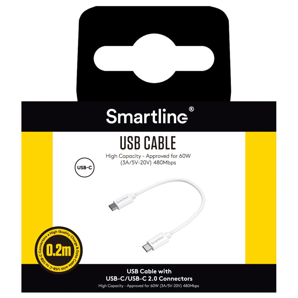 Smartline 60W USB-C to USB-C Cable 20cm - White