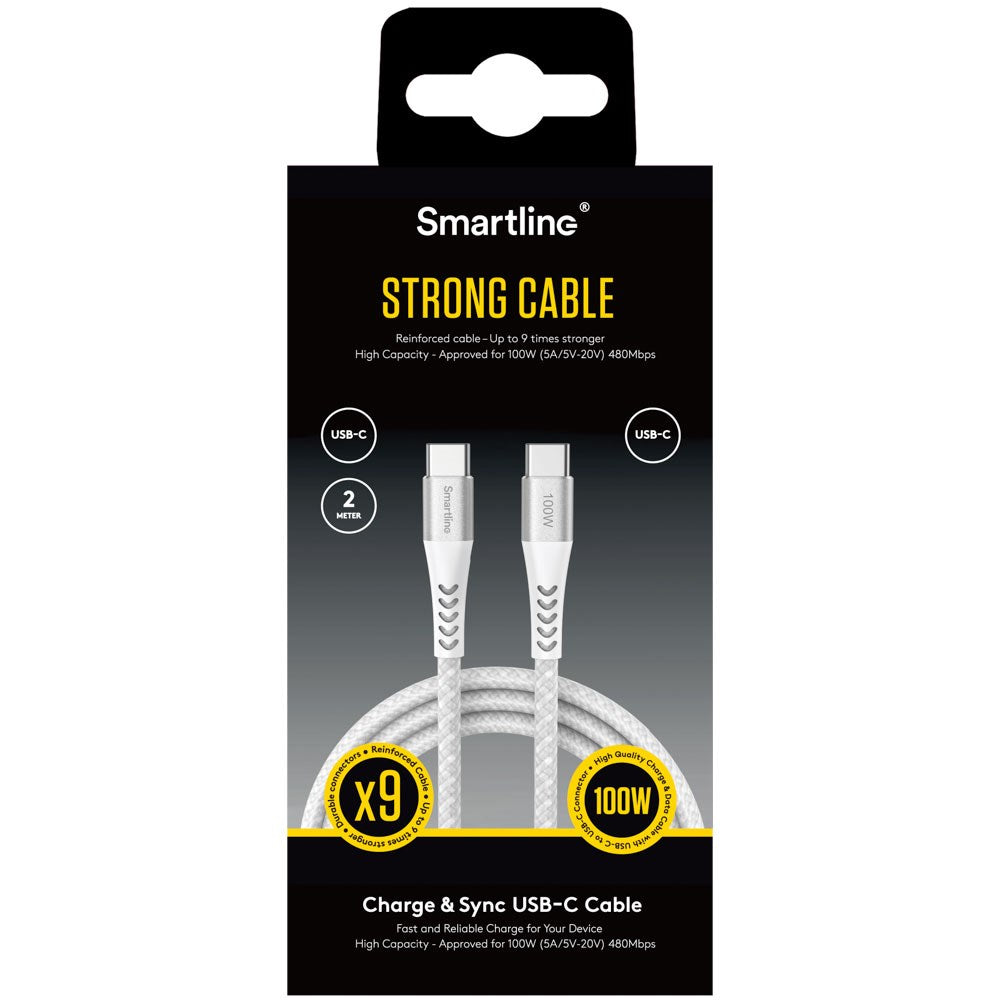 Smartline 100W USB-C to USB-C Cable 2 m. - White
