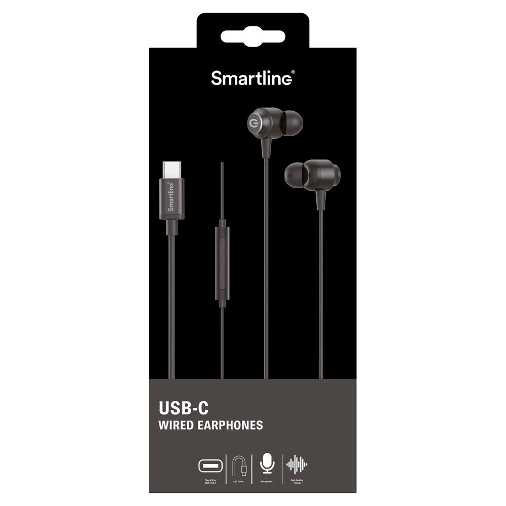 Smartline In-Ear Headphones with USB-C & Microphone - Black