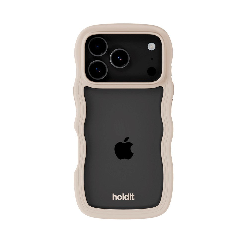 Holdit iPhone 17 Pro Wavy Case - Light Beige / Transparent