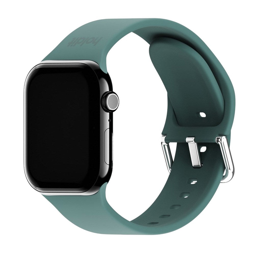 Apple Watch (42/44/SE/45/46/49mm) Holdit Silicone Watch Strap with Metal Buckle - Moss Green