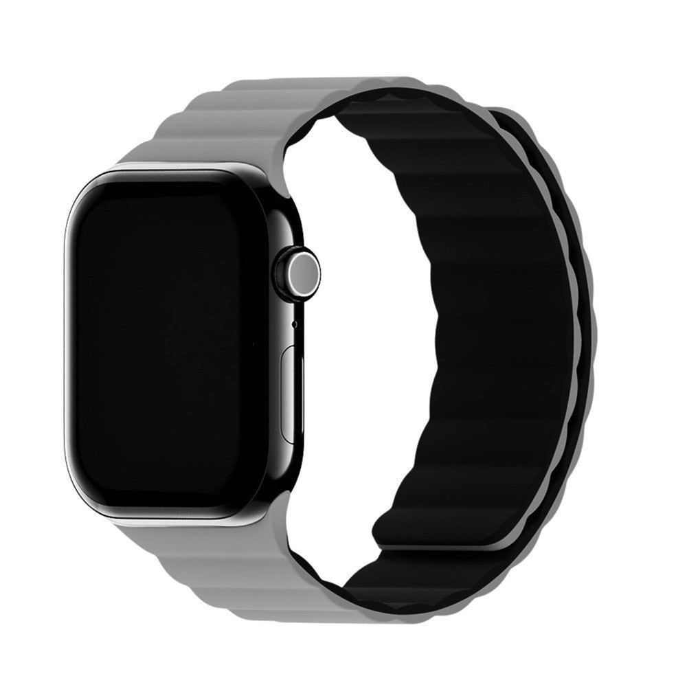 Apple Watch (38/40/SE/41/42mm) Holdit Silicone Magnet Watch Strap - Black / Grey