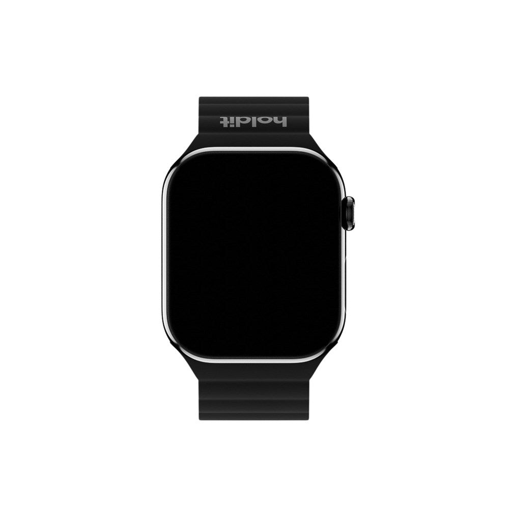 Apple Watch (42/44/SE/45/46/49mm) Holdit Silicone Magnet Watch Strap - Black / Grey