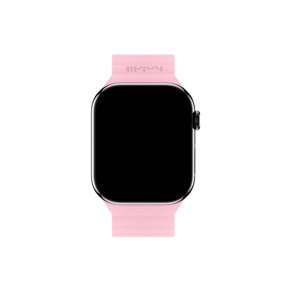 Apple Watch (42/44/SE/45/46/49mm) Holdit Silicone Magnet Watch Strap - Pink / Beige