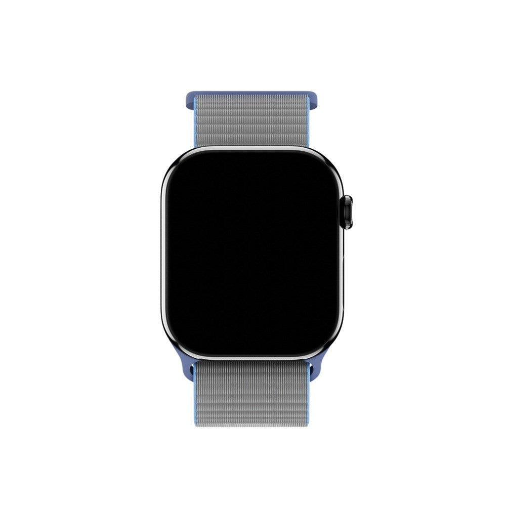 Apple Watch (42/44/SE/45/46/49mm) Holdit Nylon Watch Strap with Velcro Closure - Grey / Blue