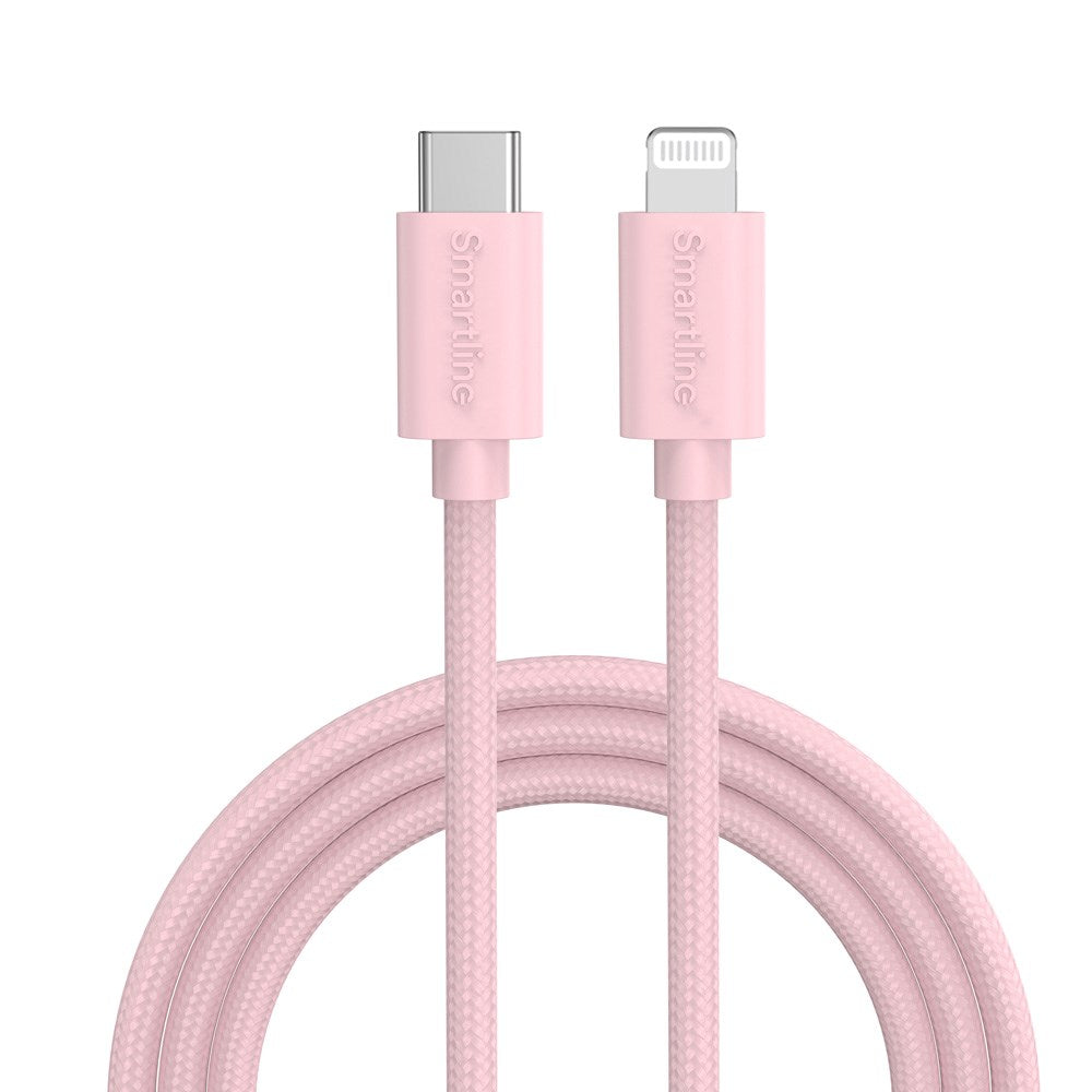 Smartline (3A/27W) USB-C to Lightning Braidy Cable 2m - Pink