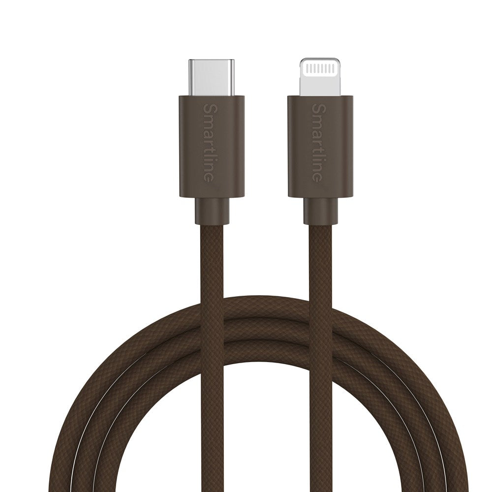 Smartline (3A/27W) USB-C to Lightning Braidy Cable 2m - Dark Brown