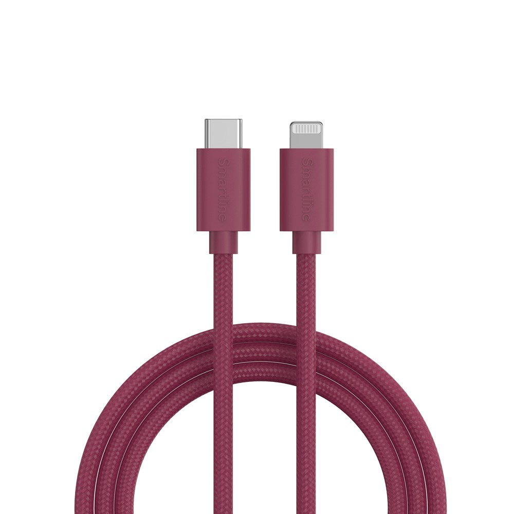 Smartline (3A/27W) USB-C to Lightning Braidy Cable 2m - Dark Red