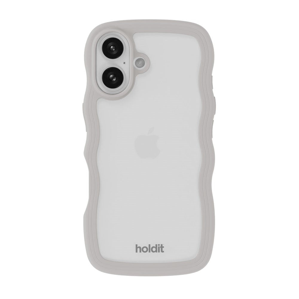 iPhone 16 Holdit Wavy Case - Wool Grey / Transparent