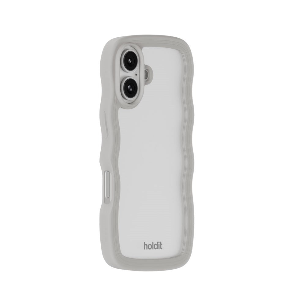 iPhone 16 Holdit Wavy Case - Wool Grey / Transparent