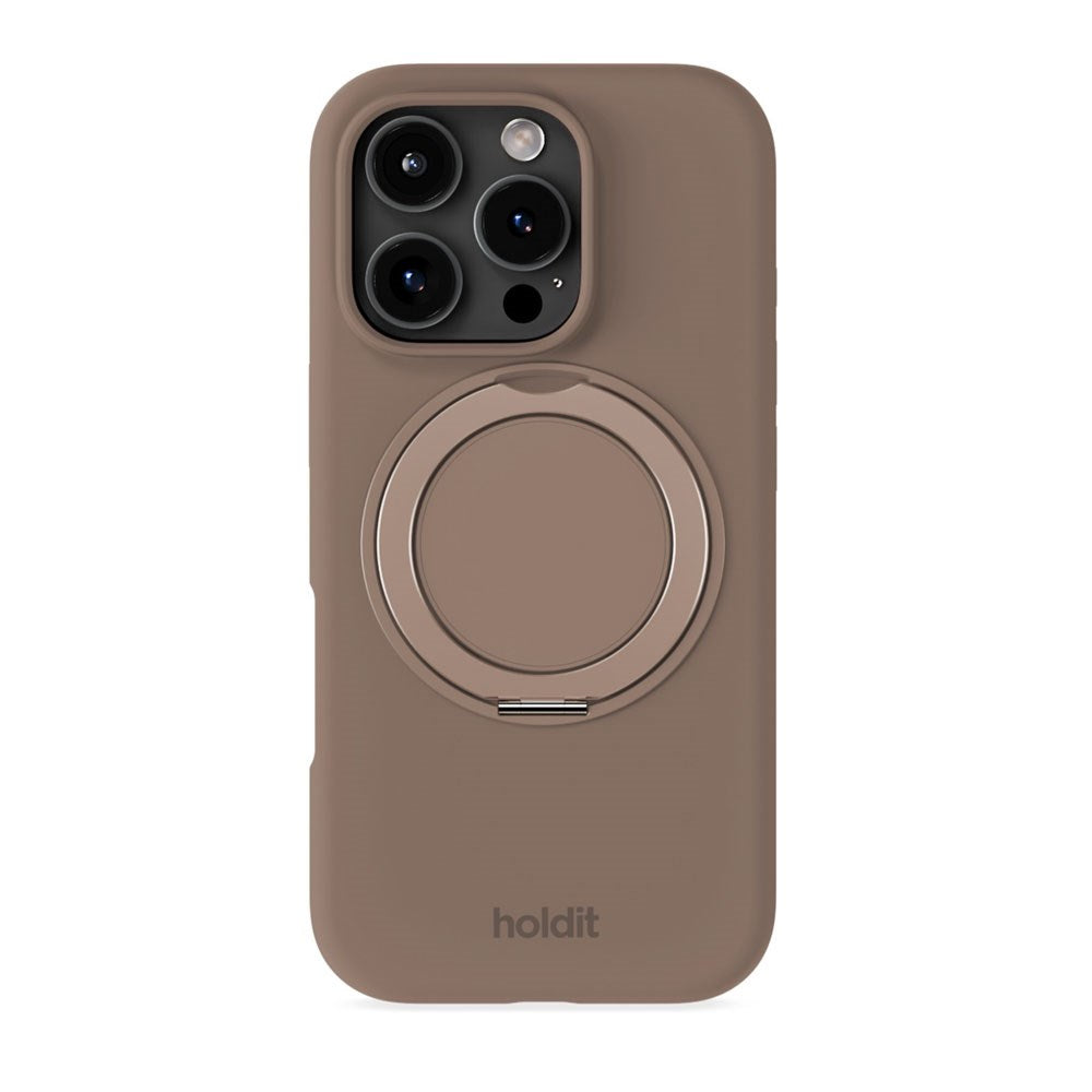 iPhone 16 Pro Holdit Silicone Stand Case - Mocha Brown